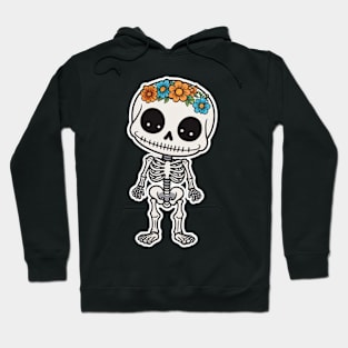 Cute floral kawaii skeleton No.5 Hoodie